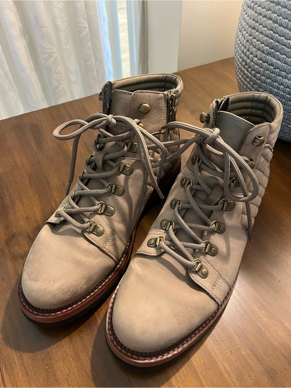 Women’s Lace-Up Waterproof Boots in Taupe